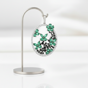 Flower & Butterfly Pendant-Black Diamonds New York