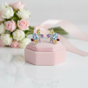 Flower Multicolor Gemstone Stud Earring-Black Diamonds New York