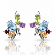 Flower Multicolor Gemstone Stud Earring-Black Diamonds New York