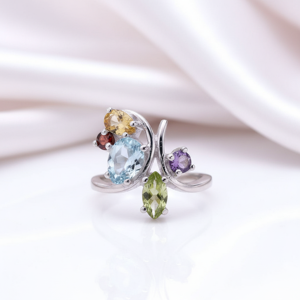 Flower Multicolor Cocktail Ring-Black Diamonds New York