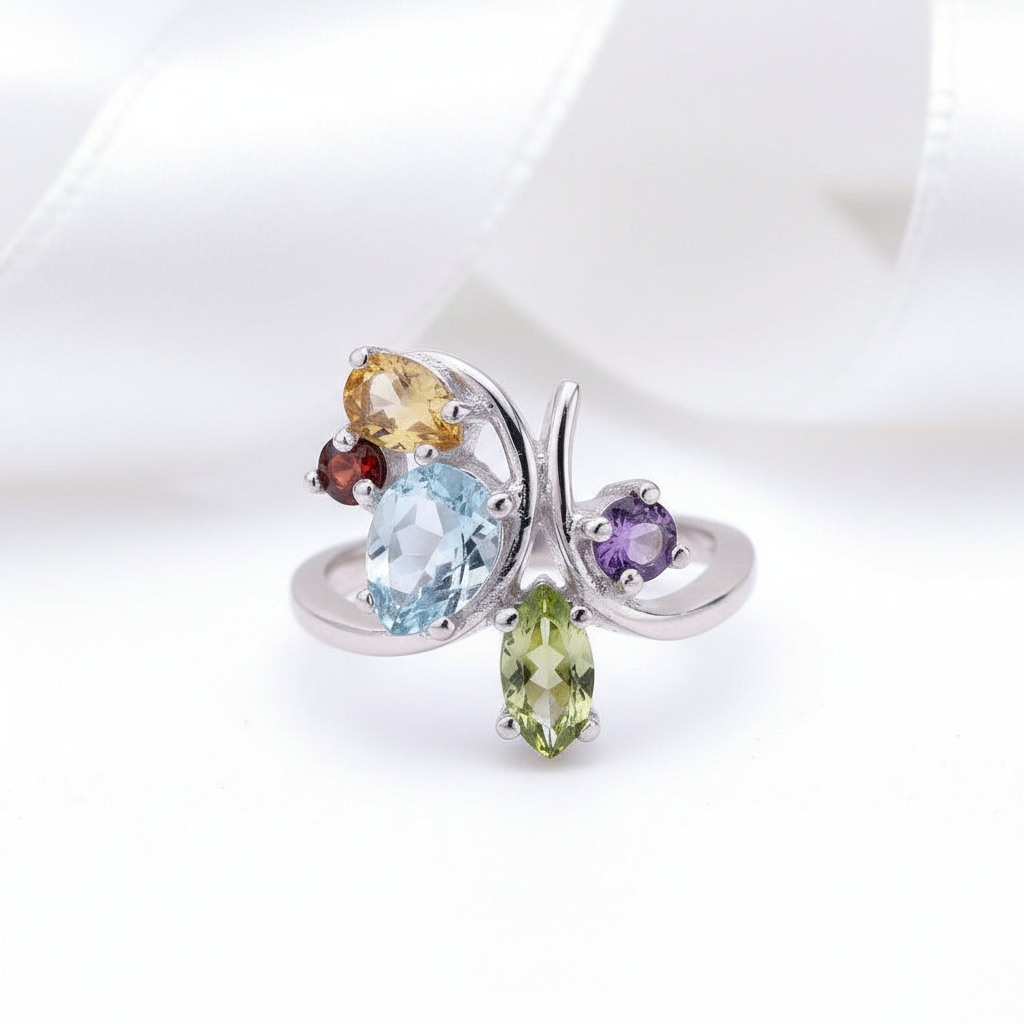 Flower Multicolor Cocktail Ring-Black Diamonds New York