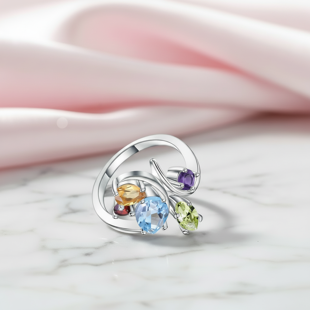 Flower Multicolor Cocktail Ring-Black Diamonds New York