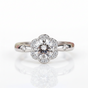 Flower petals Elegant Diamond Option Engagement Ring-Black Diamonds New York