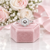 Flower petals Elegant Diamond Option Engagement Ring-Black Diamonds New York