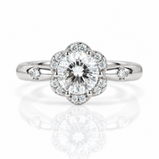 Flower petals Elegant Diamond Option Engagement Ring-Black Diamonds New York
