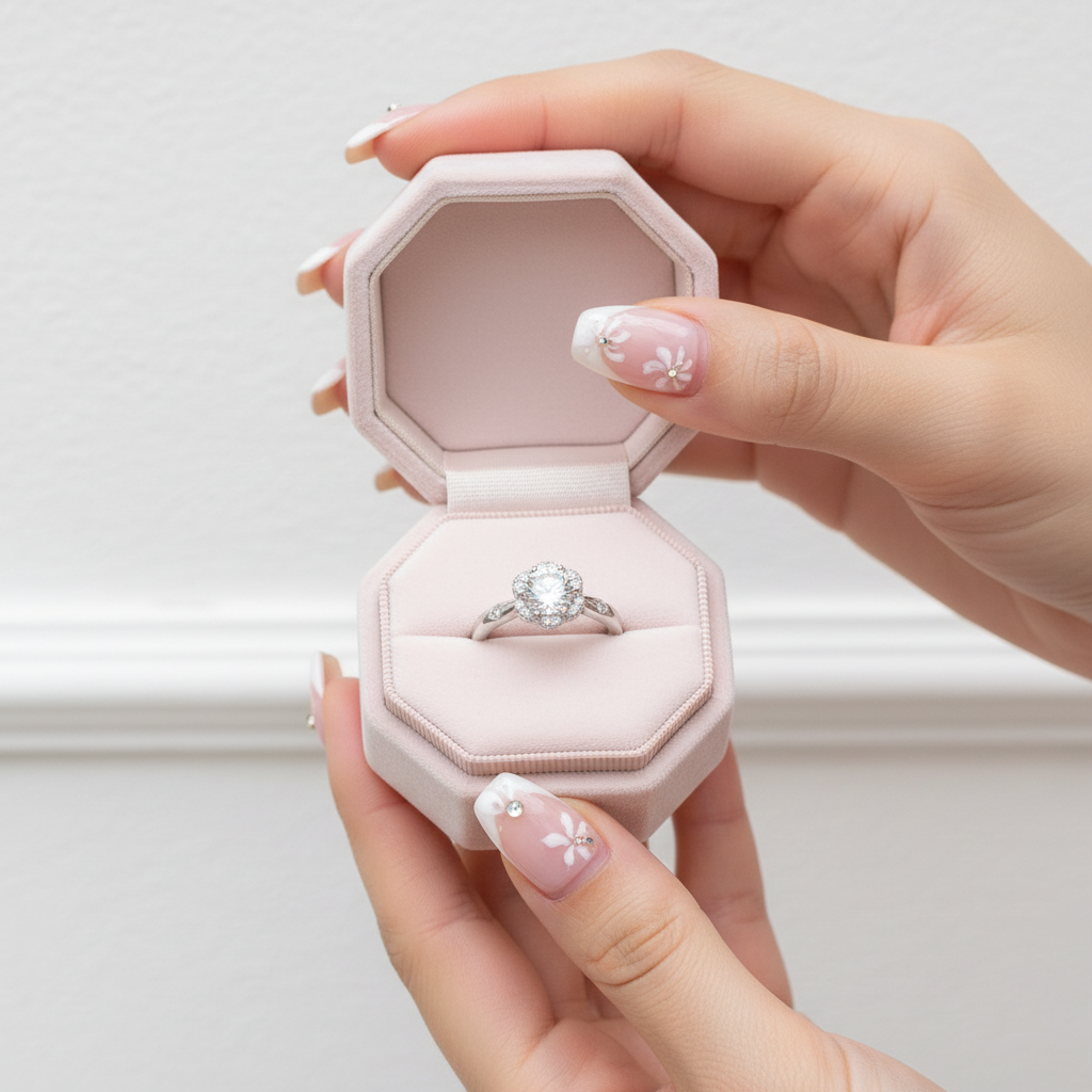 Flower petals Elegant Diamond Option Engagement Ring-Black Diamonds New York