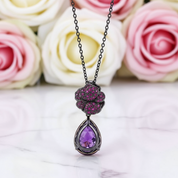 Flower Rose Natural Amethyst Jewelry Set-Black Diamonds New York