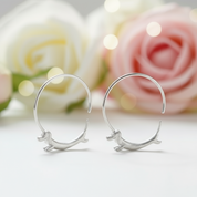 Flying Dachshund Dog Round Hoop Earrings-Black Diamonds New York