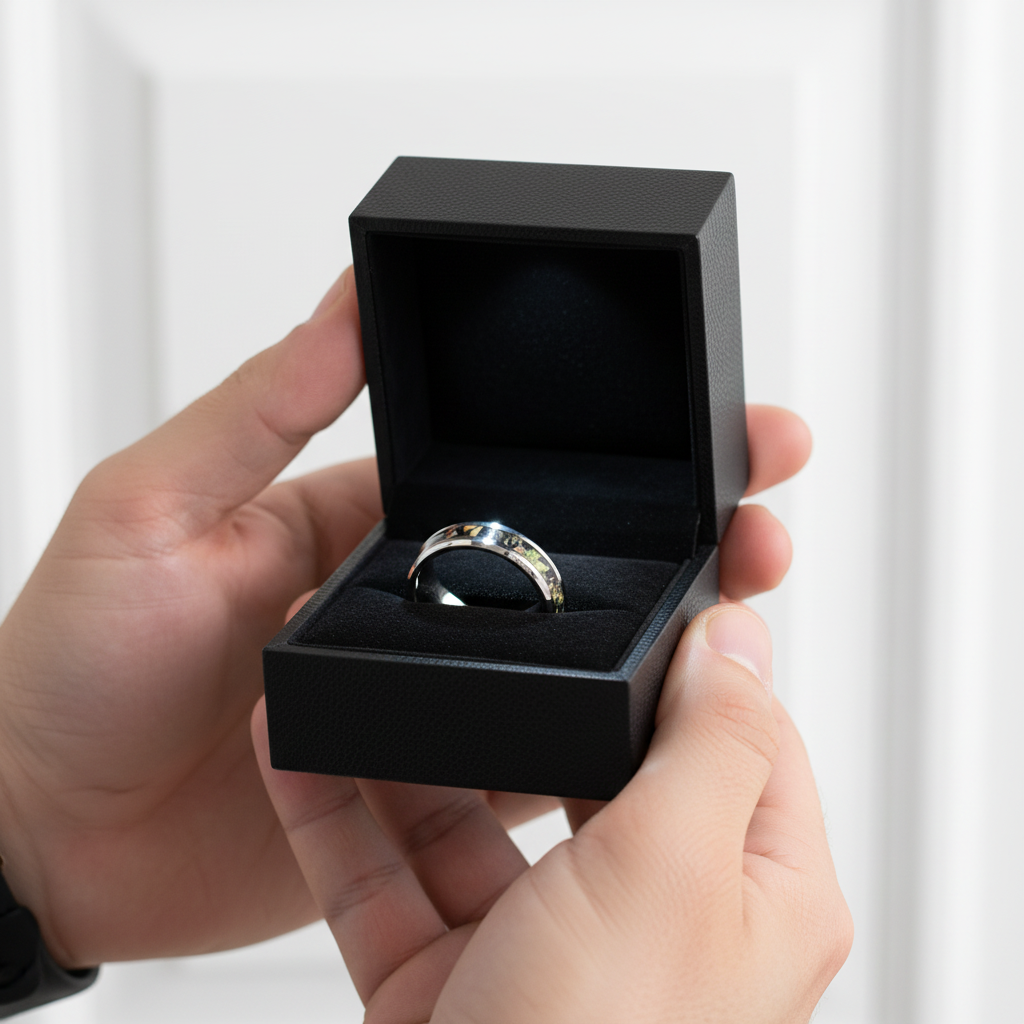 Forest Camouflage Tungsten Men's Wedding Band-Black Diamonds New York