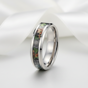 Forest Camouflage Tungsten Men's Wedding Band-Black Diamonds New York
