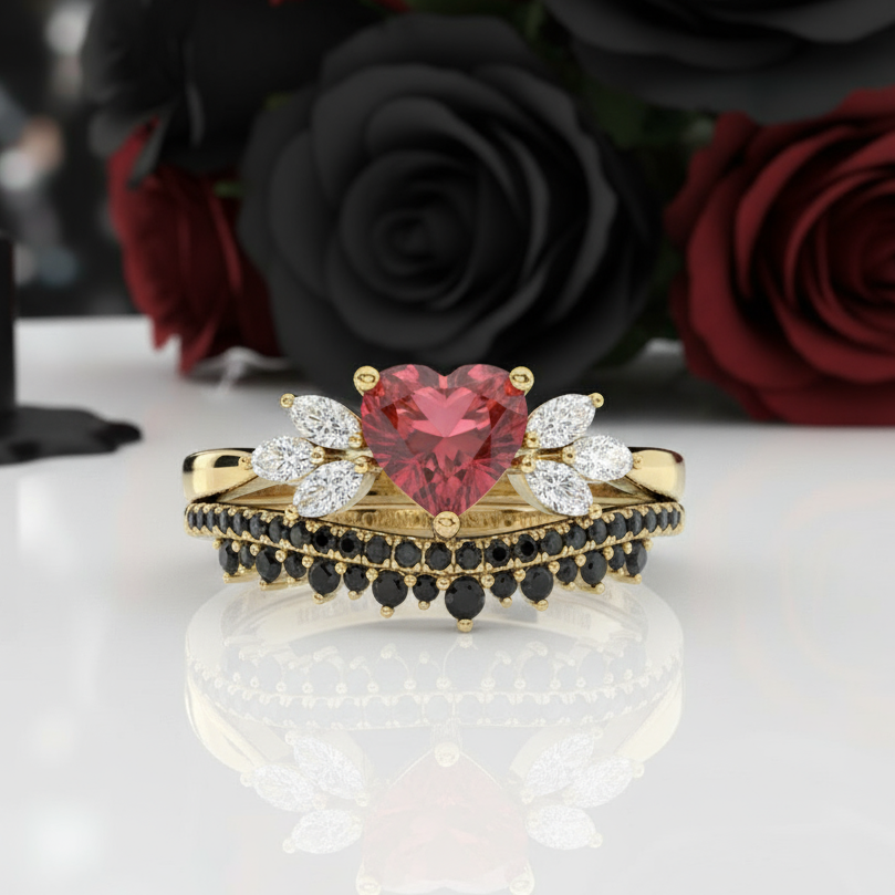 Forever In My Heart- 1.25ct Heart Cut Diamond Gothic Promise Ring-Black Diamonds New York