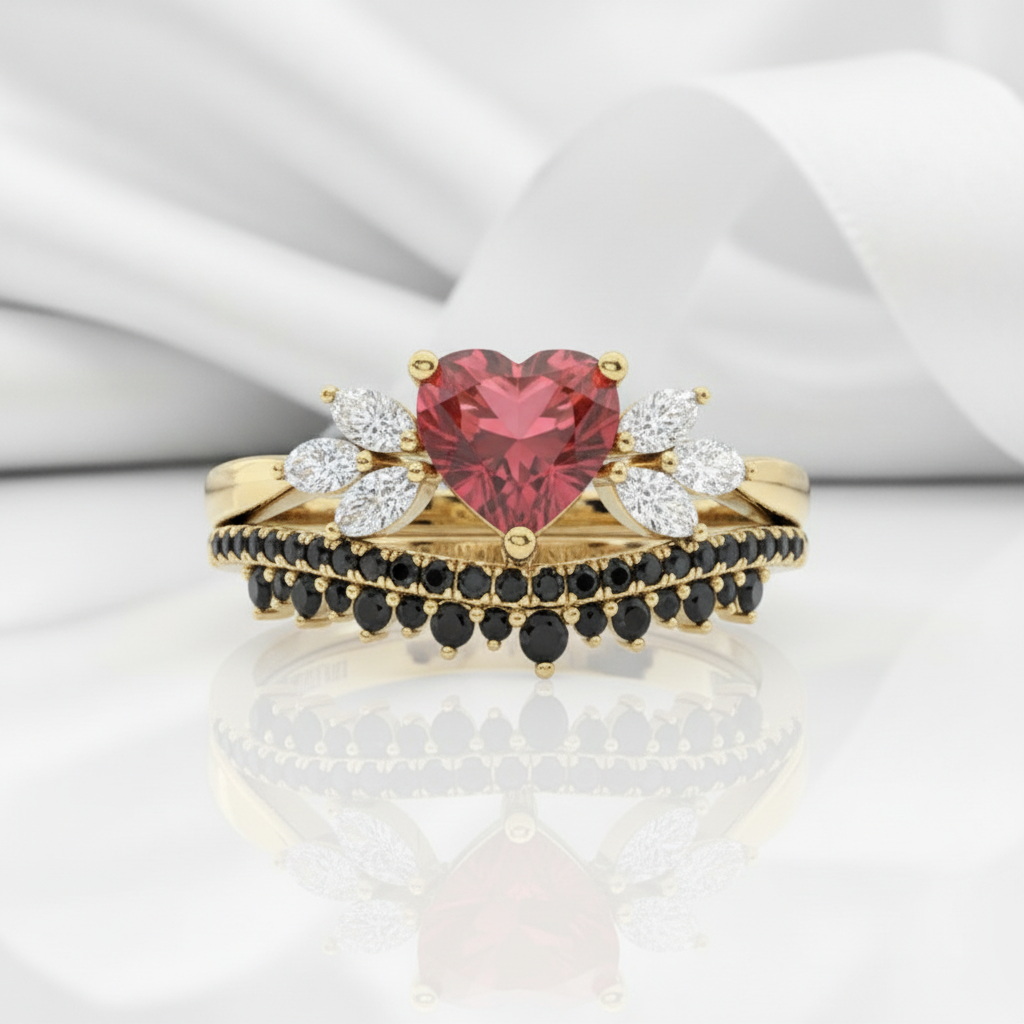 Forever In My Heart- 1.25ct Heart Cut Diamond Option Gothic Promise Ring-Black Diamonds New York