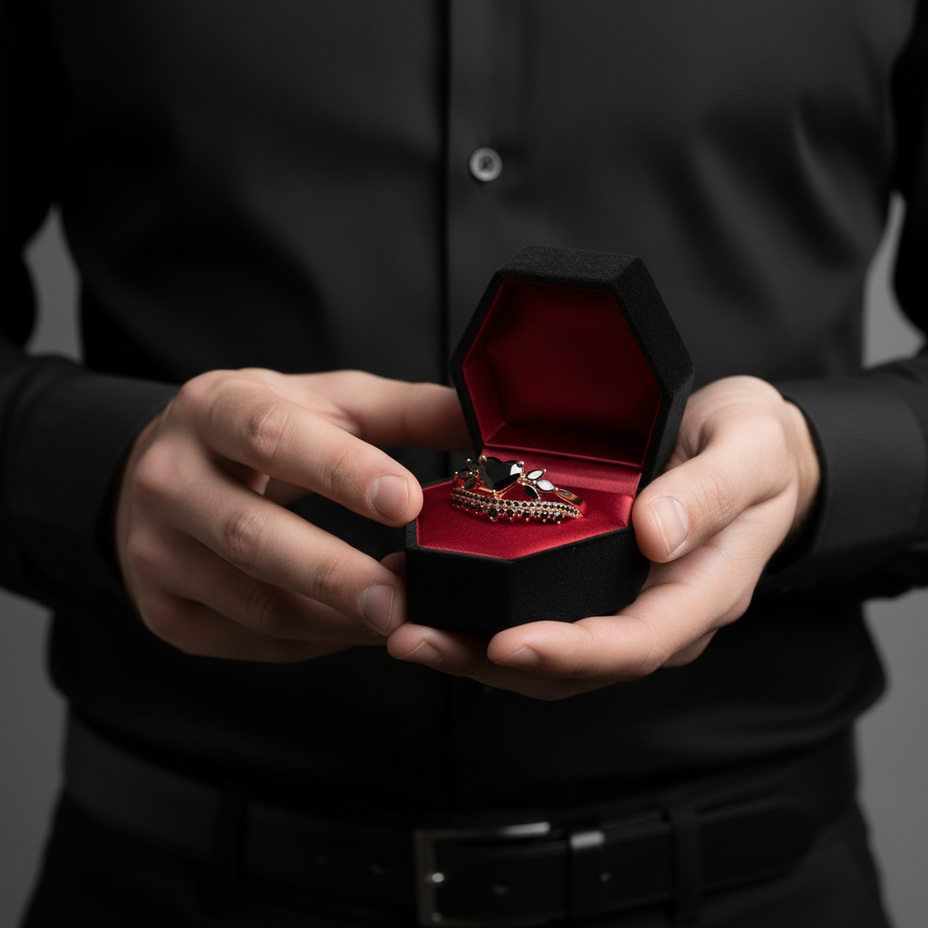 Forever In My Heart- 1.25ct Heart Cut Diamond Option Gothic Promise Ring-Black Diamonds New York