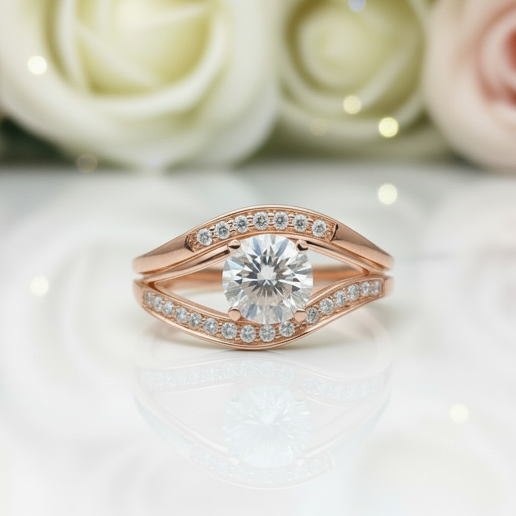 Forever One 18K Round Cut Diamond Engagement Ring-Black Diamonds New York