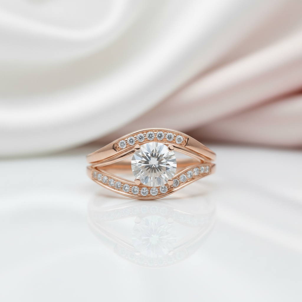 Forever One 18K Round Cut Diamond Option Engagement Ring-Black Diamonds New York