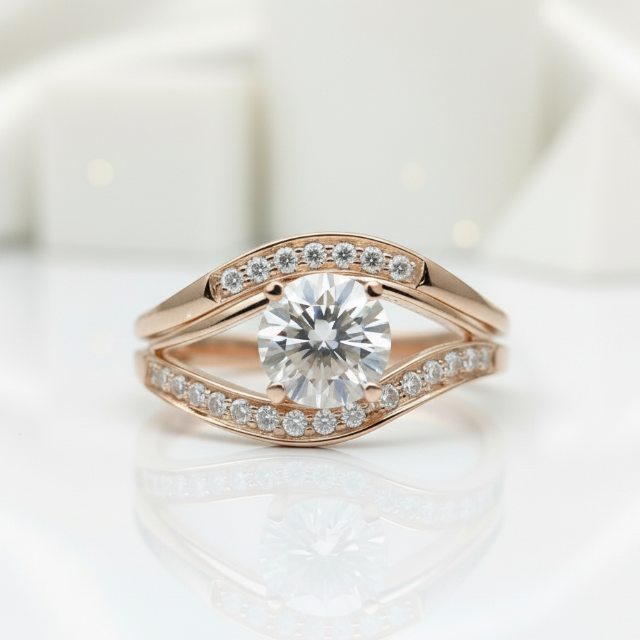 Forever One 18K Round Cut Diamond Engagement Ring-Black Diamonds New York