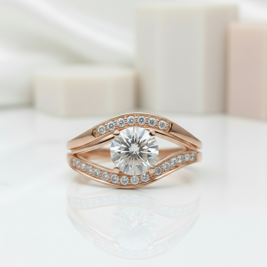 Forever One 18K Round Cut Diamond Engagement Ring-Black Diamonds New York