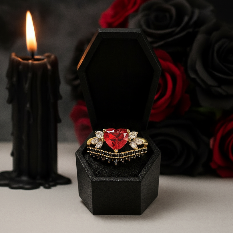 Forever In My Heart- 1.25ct Heart Cut Diamond Option Gothic Promise Ring-Black Diamonds New York