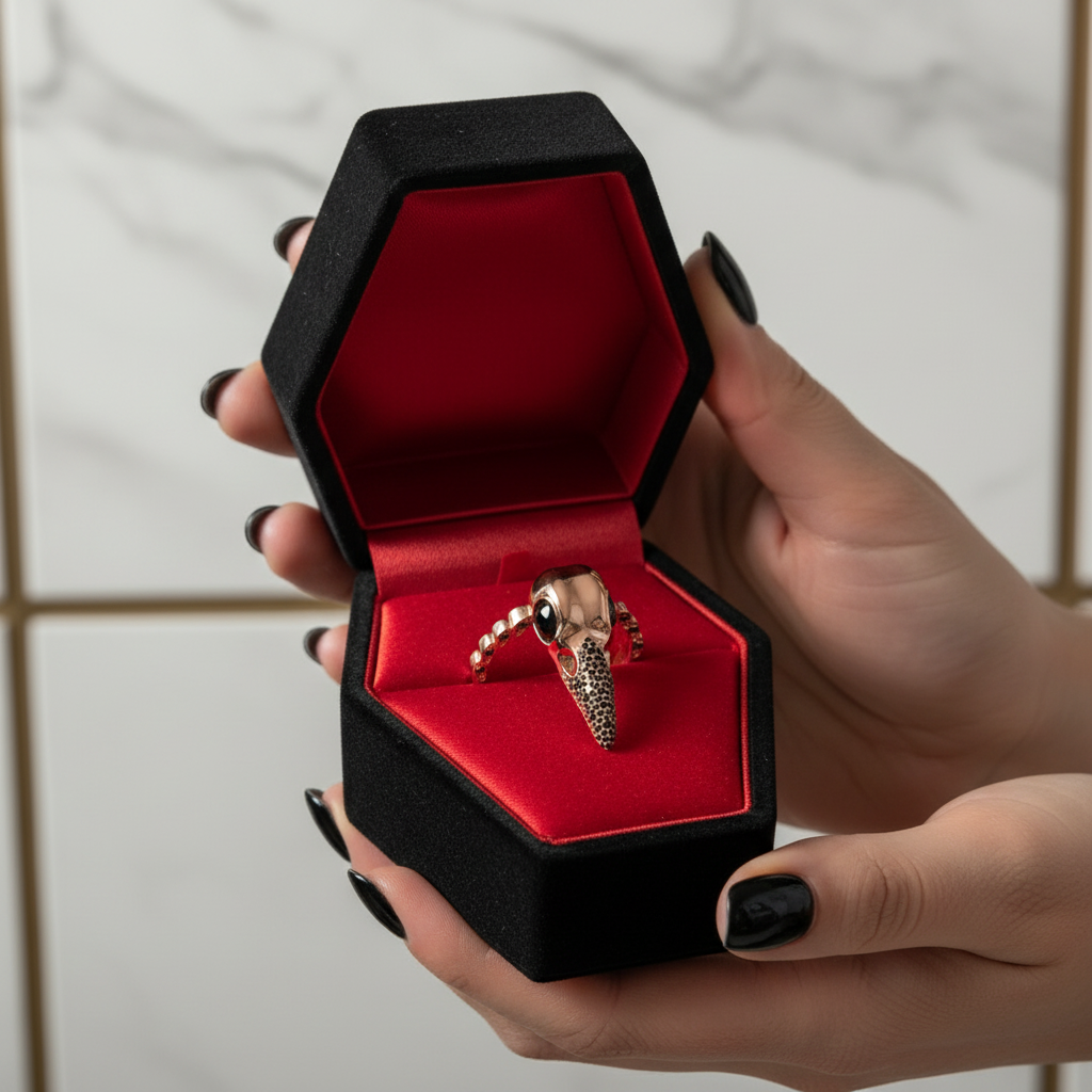 Forevermore- Paved Diamond Raven Skull Engagement Ring-Black Diamonds New York
