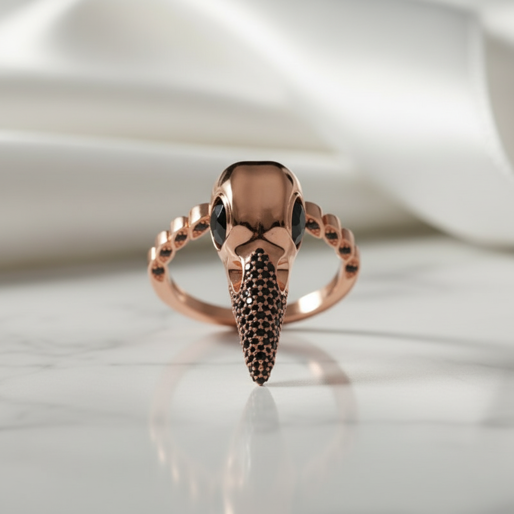 Forevermore- Paved Diamond Raven Skull Engagement Ring-Black Diamonds New York