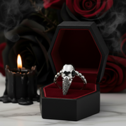 Forevermore- Paved Diamond Option Raven Skull Engagement Ring-Black Diamonds New York