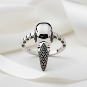 Forevermore- Paved Diamond Option Raven Skull Engagement Ring-Black Diamonds New York