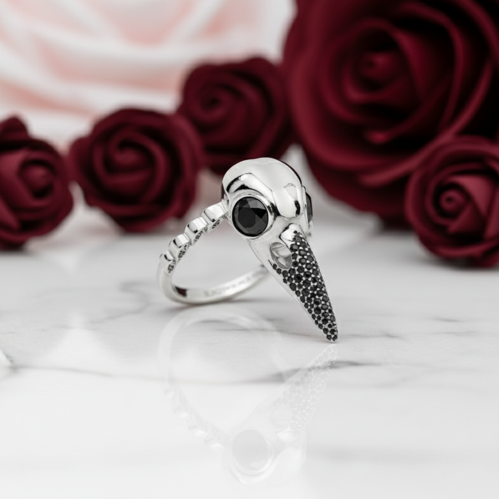 Forevermore- Paved Diamond Raven Skull Engagement Ring-Black Diamonds New York