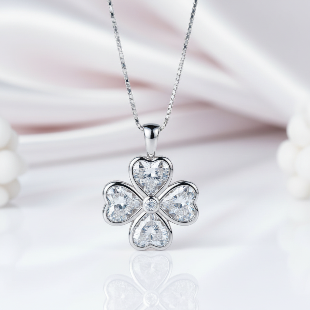 Four Leaf Clover Pendant Necklace with Diamond