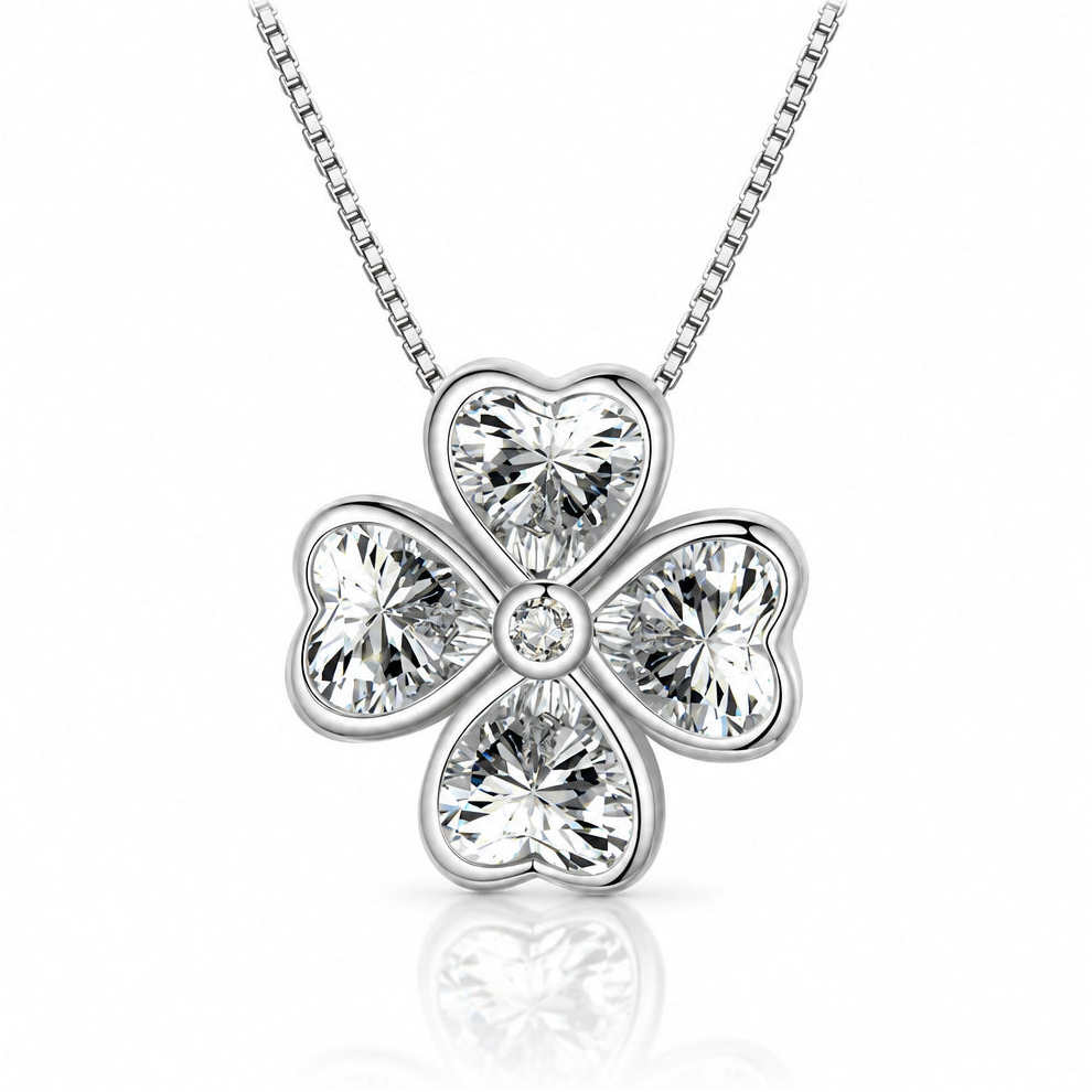 Four Leaf Clover Pendant Necklace with Diamond Option-Black Diamonds New York