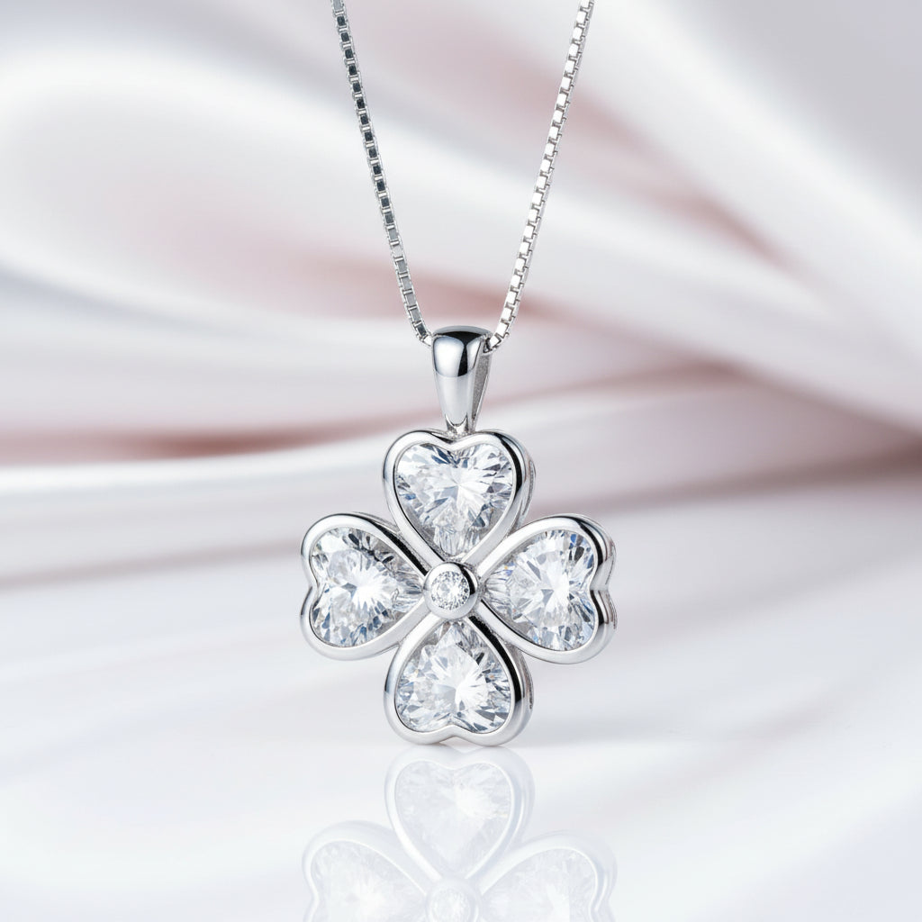 Four Leaf Clover Pendant Necklace with Diamond Option-Black Diamonds New York