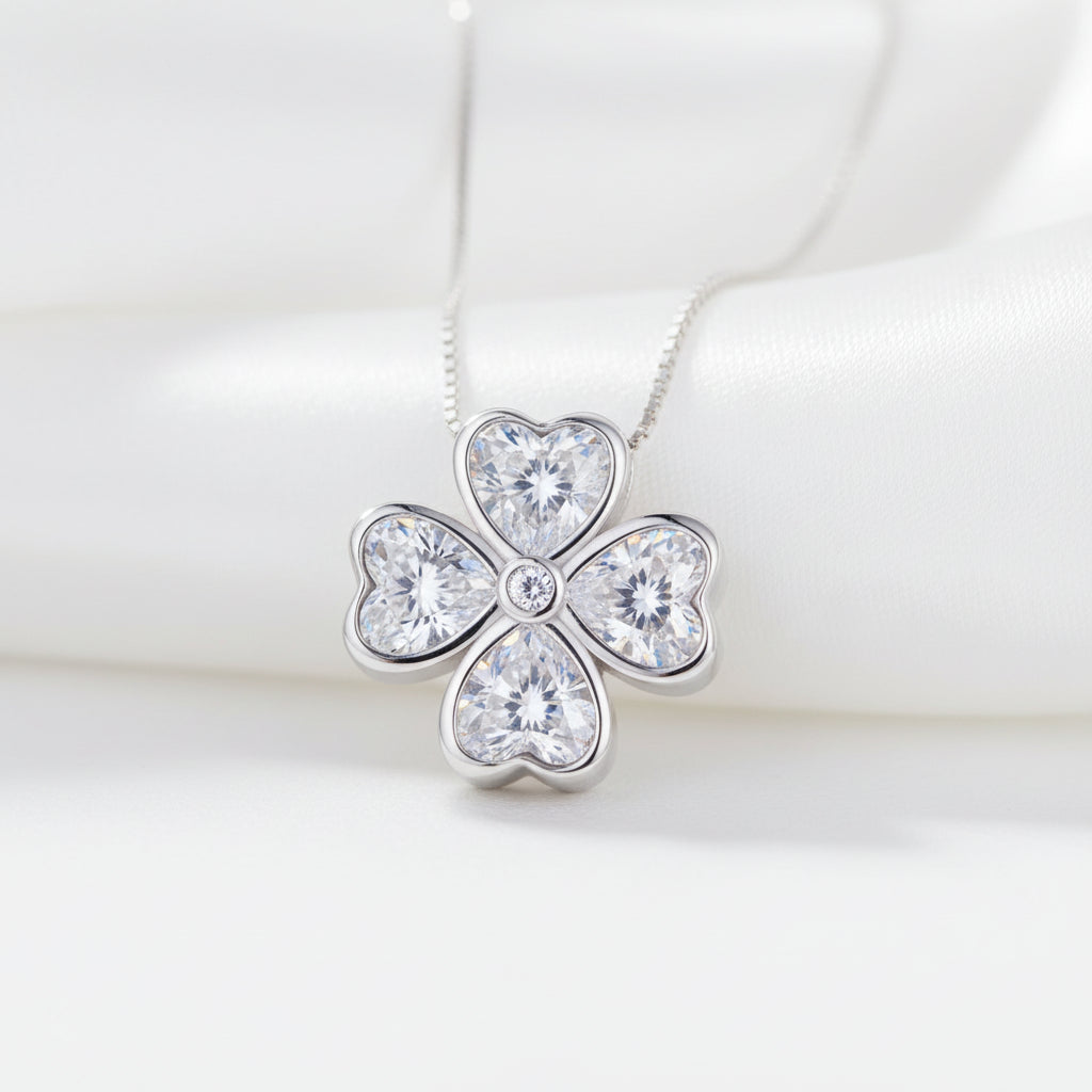 Four Leaf Clover Pendant Necklace with Diamond-Black Diamonds New York