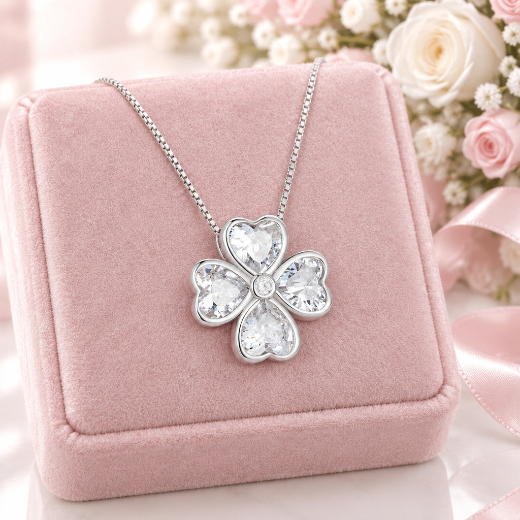 Four Leaf Clover Pendant Necklace with Diamond Option-Black Diamonds New York