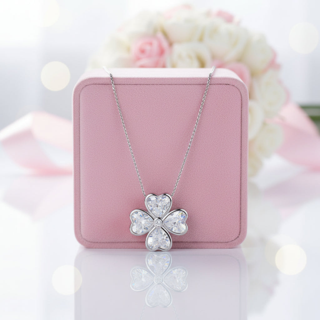 Four Leaf Clover Pendant Necklace with Diamond Option-Black Diamonds New York
