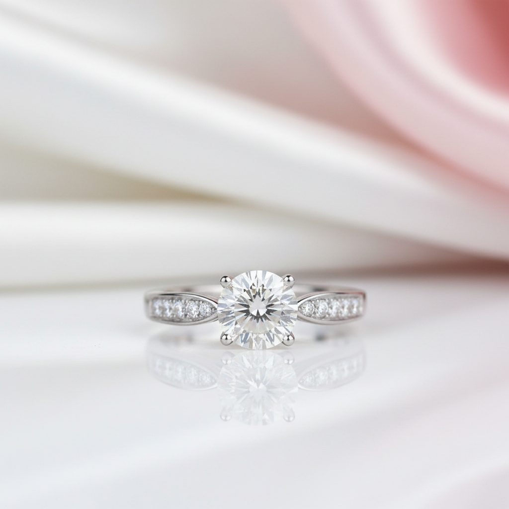 Four Prong Luxury Diamond Option Engagement Ring-Black Diamonds New York