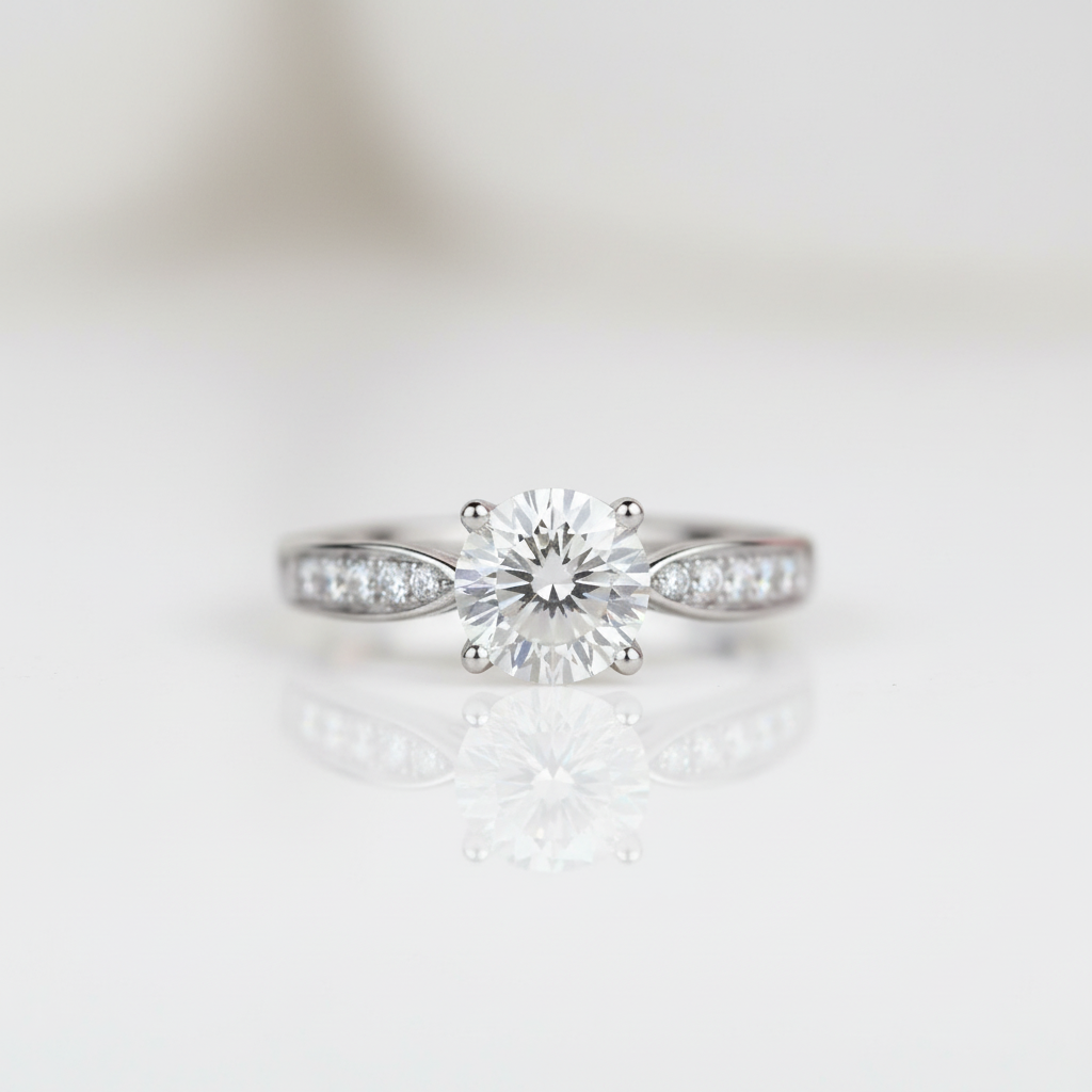Four Prong Luxury Diamond Option Engagement Ring-Black Diamonds New York