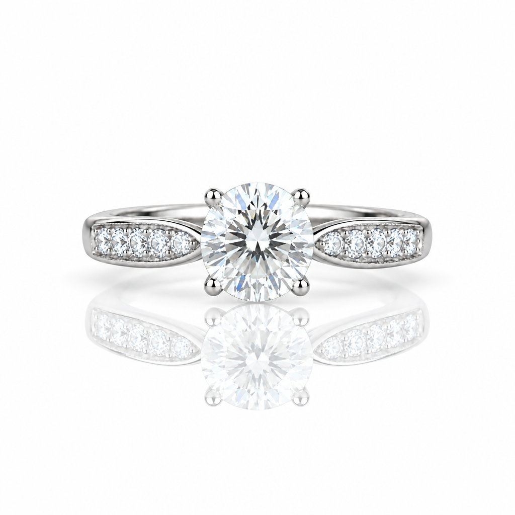 Four Prong Luxury Diamond Option Engagement Ring-Black Diamonds New York
