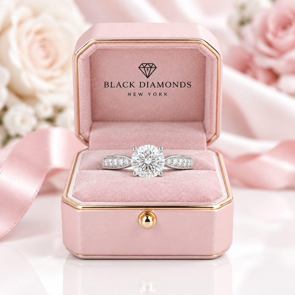 Four Prong Luxury Diamond Option Engagement Ring-Black Diamonds New York