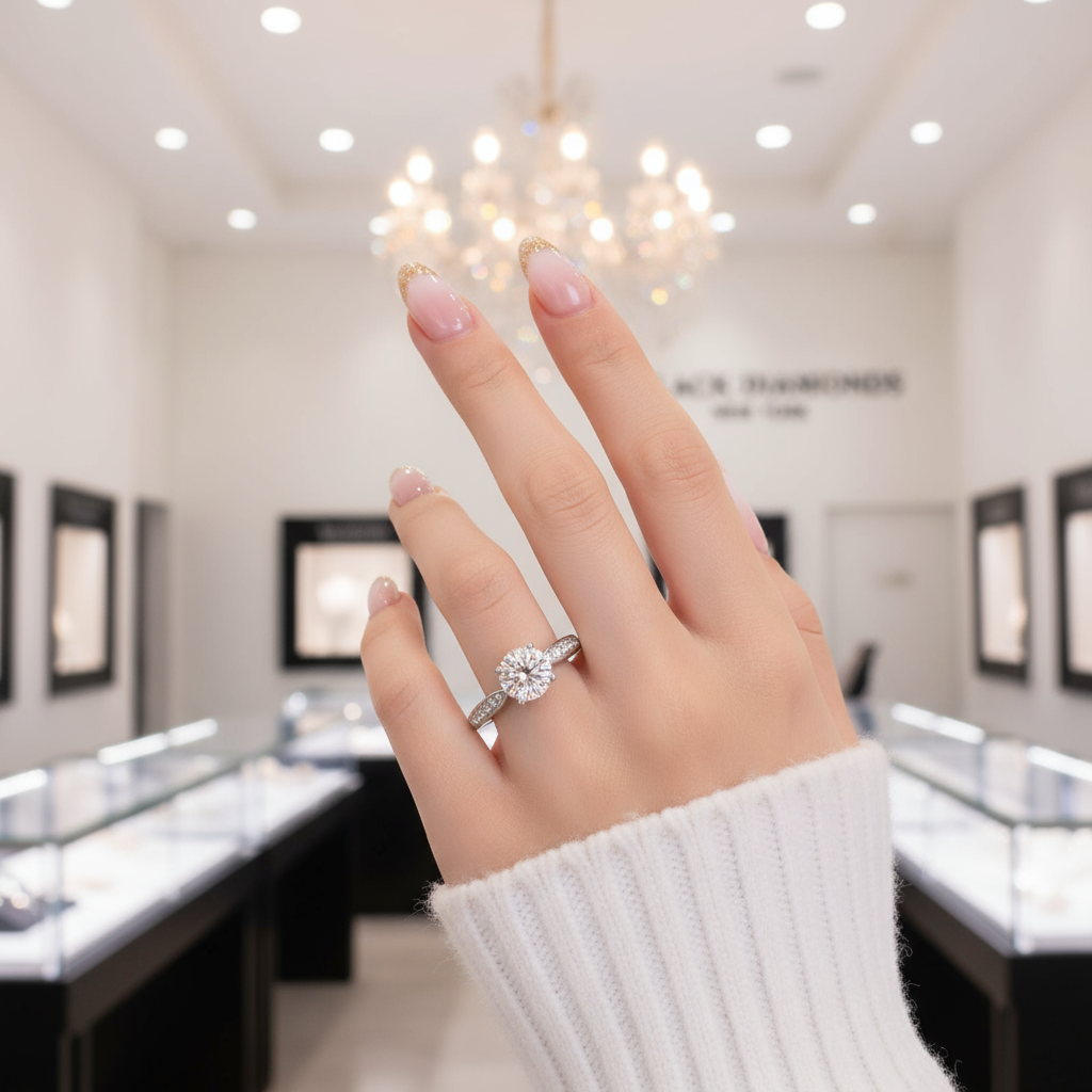 Four Prong Luxury Diamond Engagement Ring-Black Diamonds New York