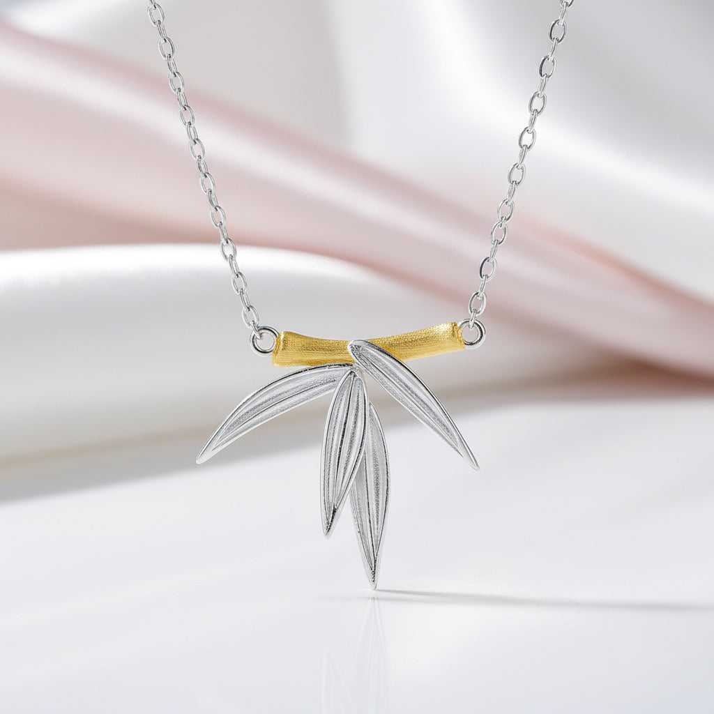 Fresh Bamboo Leaves Necklace-Black Diamonds New York