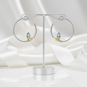 Fresh Bamboo Leaves Round Hoop Earrings-Black Diamonds New York