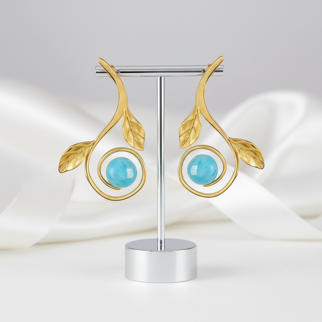 Fresh Branches Flower Drop Earrings-Black Diamonds New York