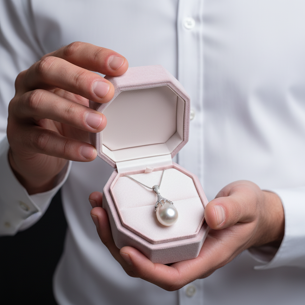 Natural Fresh Water White Pearl Jewelry Set-Black Diamonds New York