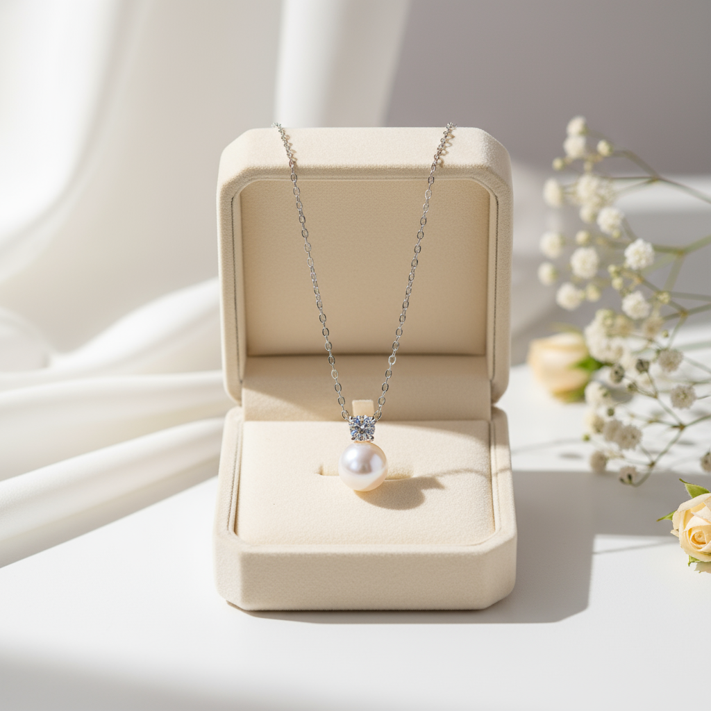 Freshwater Pearl 0.3 Ct Diamond Necklace-Black Diamonds New York