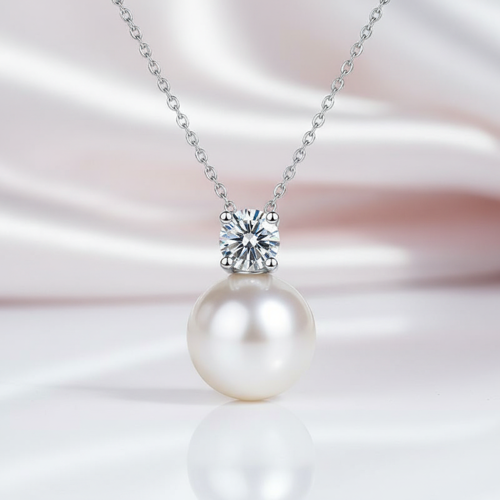 Freshwater Pearl 0.3 Ct Diamond Option Necklace-Black Diamonds New York
