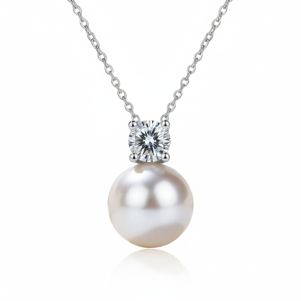 Freshwater Pearl 0.3 Ct Diamond Option Necklace-Black Diamonds New York