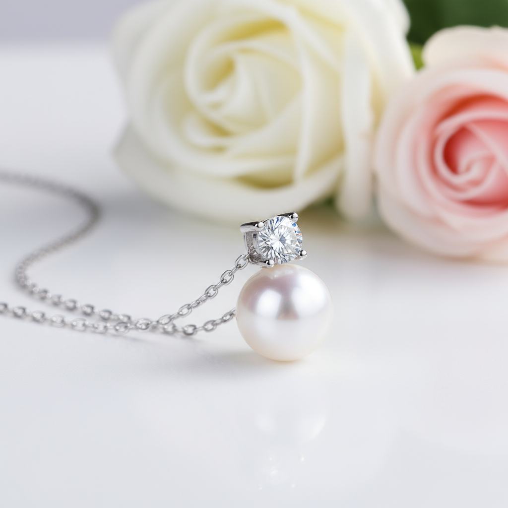 Freshwater Pearl 0.3 Ct Diamond Necklace-Black Diamonds New York