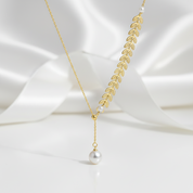Freshwater Pearl 18k Yellow Gold Necklace-Black Diamonds New York