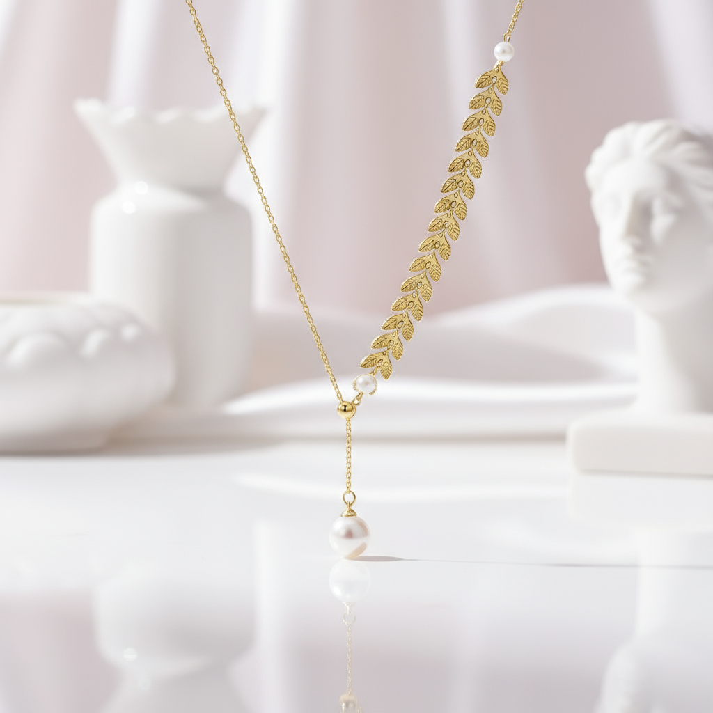 Freshwater Pearl 18k Yellow Gold Necklace-Black Diamonds New York