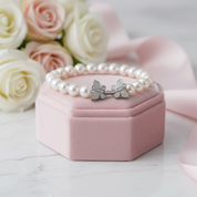 Freshwater Pearl Butterfly Bracelet-Black Diamonds New York