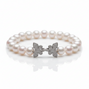 Freshwater Pearl Butterfly Bracelet-Black Diamonds New York